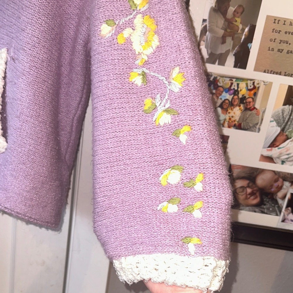 RARE Free People Floral Embroidered Lavender Buttercup Hoodie - Picture 6 of 16